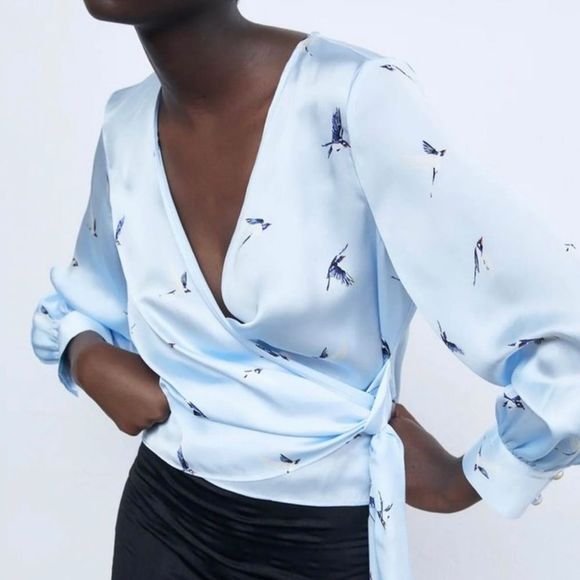 Zara Tops - Zara Rare Bird Silk Wrap Blouse